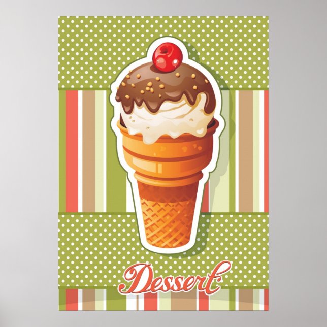 Poster Crème glacée au chocolat vintage (Devant)