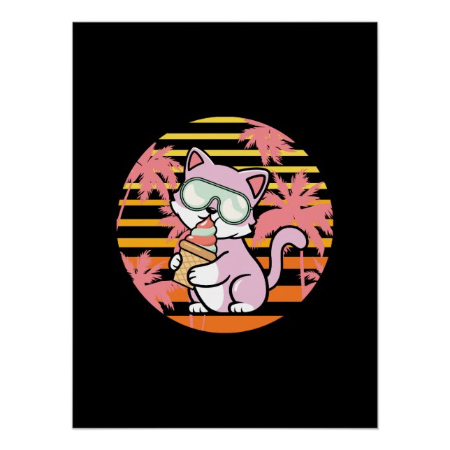 Poster Crème glacée Cat 90s (Devant)