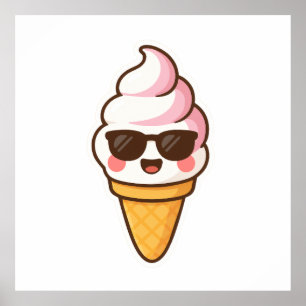 Poster Crème glacée cool Kawaii