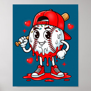 Poster Crème glacée de baseball Saint-Valentin Dripng Jou