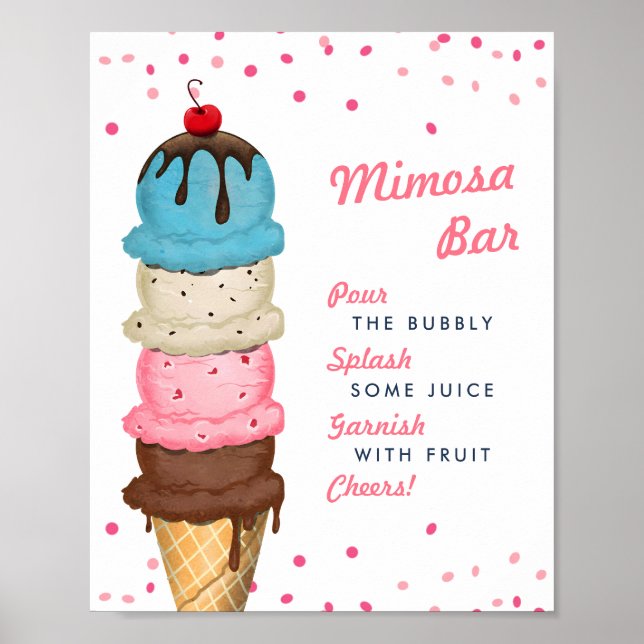 Poster Crème glacée d'été Fête des mariées bar Mimosa (Devant)