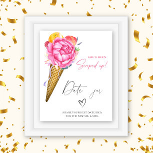 Poster Crème glacée - idées de soirées en amoureux. Jeu d