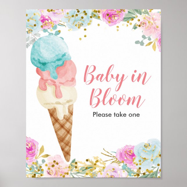 Poster Crème glacée pastel Floral Baby In Bloom signe (Devant)