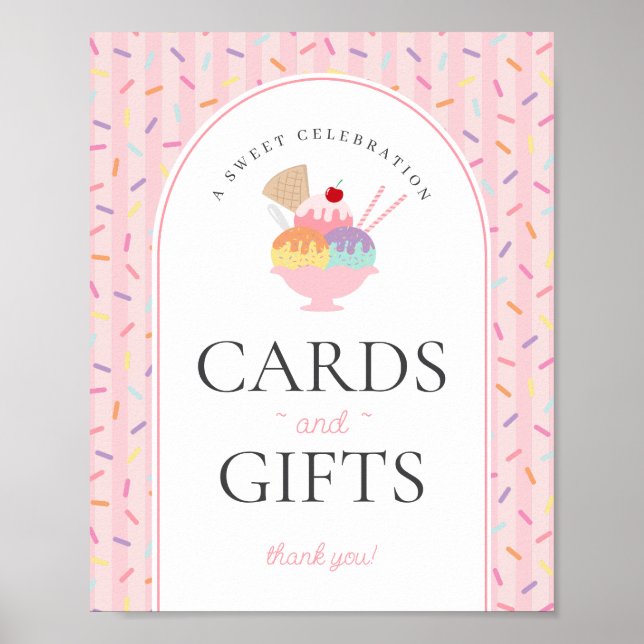 Poster Crème glacée Sundae Heres Scoop Cards & Cadeaux (Devant)