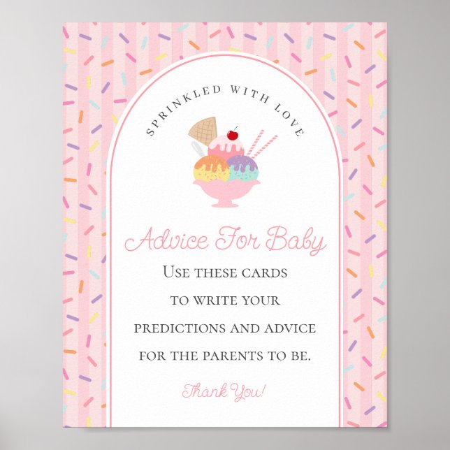 Poster Crème glacée Sundae saupoudrée d'Amour Conseil béb (Devant)