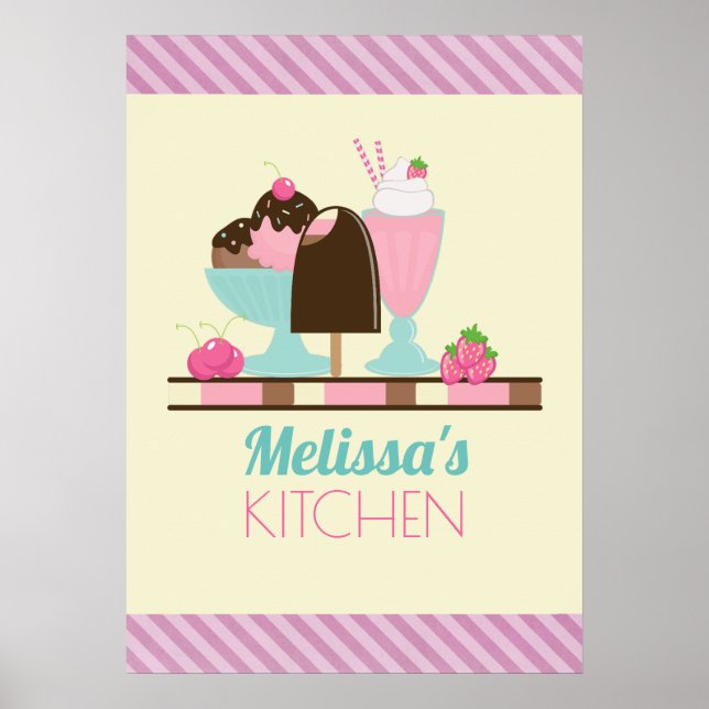 Poster Crème glacée Traite Cuisine personnalisée (Devant)