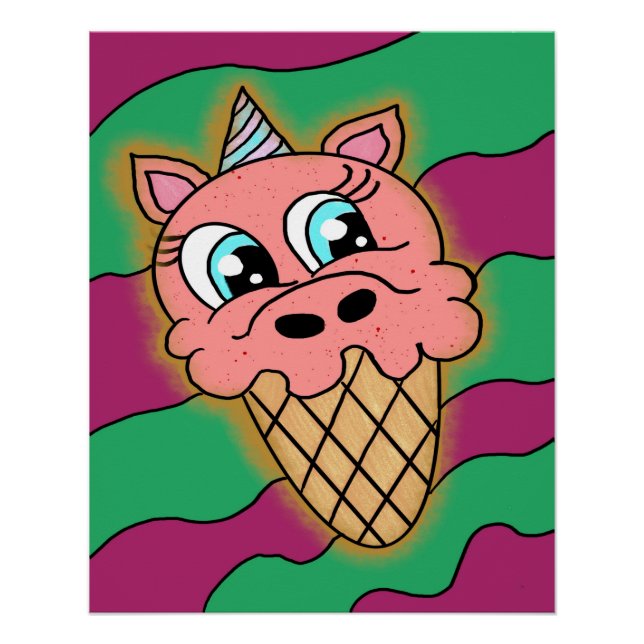 Poster crème glacée Unicorne (Devant)
