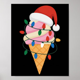 Poster Crème Glaciaire Festive Avec Lumières De Noël Et P
