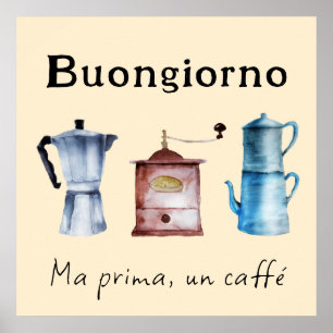 Poster Crème moulée à café Moka italienne rétro