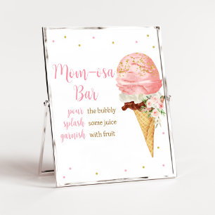 Poster Crème rose Baby shower de glace Maman Osa Bar