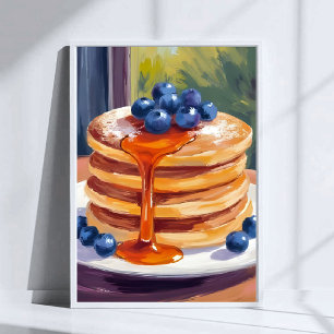 Poster Crêpes aux myrtilles Peinture à l'huile