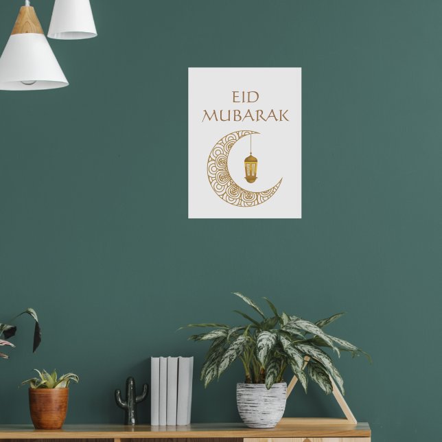 Poster Crescent d'or Lune et Lanterne Aïd Moubarak Islami (Salon 1)