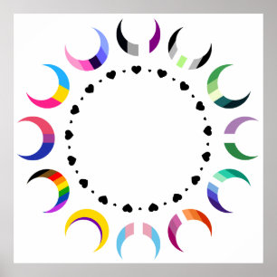 Poster Crescent Pride Lunes et Coeurs Noirs