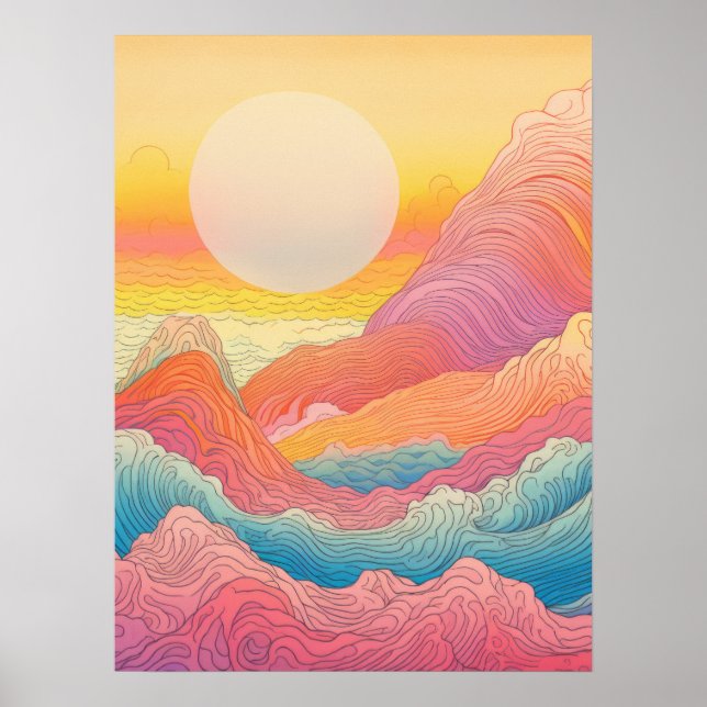 Poster Crêtes chromatiques : Symphonie des vagues et de l (Devant)