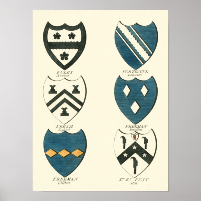 Poster Crêtes familiales de diverses maisons anglaises (Devant)