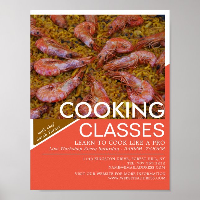 Poster Crevettes de fruits de mer, classes de Cuisines Pu (Devant)
