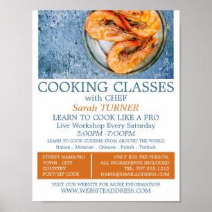 Poster Crevettes de fruits de mer, classes de Cuisines Pu