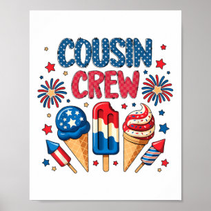 Poster Crew Cousin 4 juillet Crème glacée Patriotic Kids