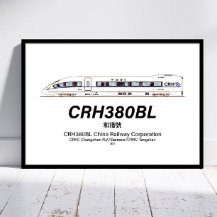 Poster CRH380BL Train à Grande Vitesse Électrique de Chin