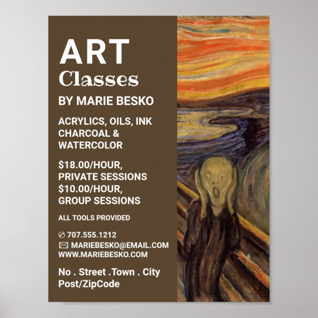 Poster Cri D'Edvard Munch, Cours D'Art (Devant)