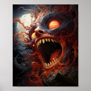 Poster Criant effrayé Face Hilarious Psychedélique