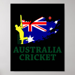 Poster Cricket Australia Drapeau Australien Union Jack Ét