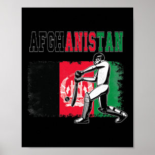 Poster Cricket avec l'équipe du drapeau de l'Afghanistan 