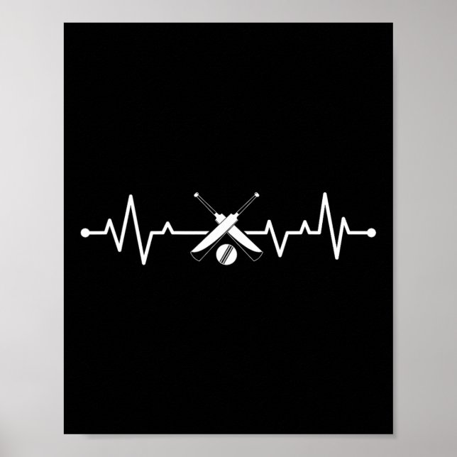 Poster Cricket Battement de coeur Cricket Joueur  (Devant)