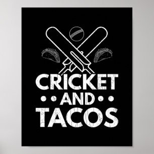 Poster Cricket Et Tacos Drôle De Joueur Entraîneur De Spo