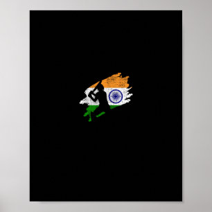Poster Cricket Inde Drapeau Maillot Vintage Cadeau