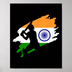Poster Cricket Patriotique Inde Maillot de Sport Cadeau F