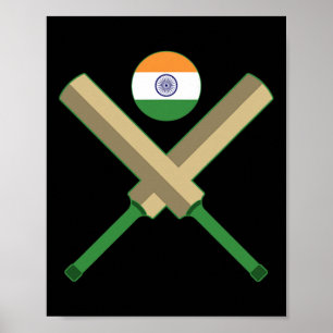 Poster Cricket T Cricket Ll Drapeau indien Inde Cricket