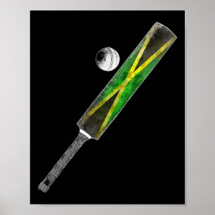 Poster Cricket Vintage Jamaïque Drapeau Fierté Jamaïcaine