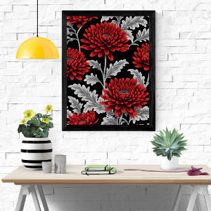 Poster Crimson Chrysanthemums
