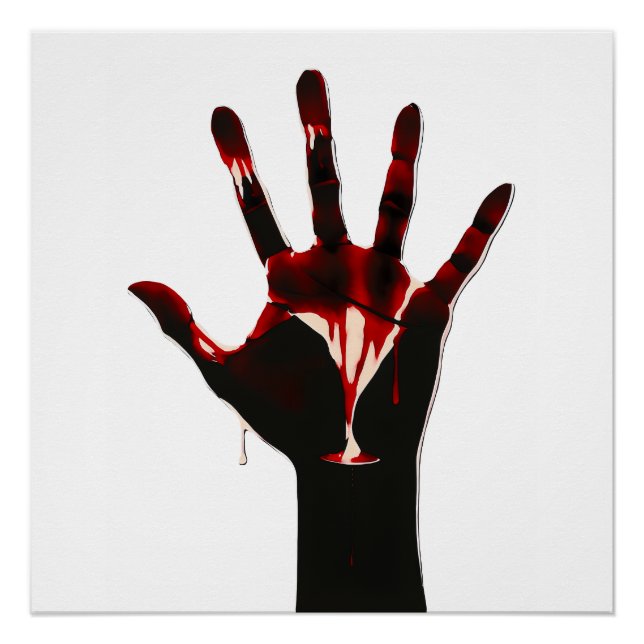 Poster Crimson Flow – Expression graphique de la main (Devant)