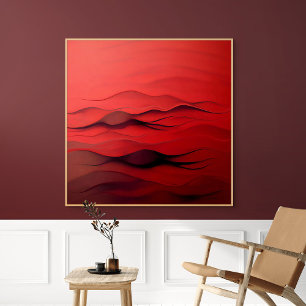 Poster Crimson Flow – Vagues rouges abstraites de mouveme