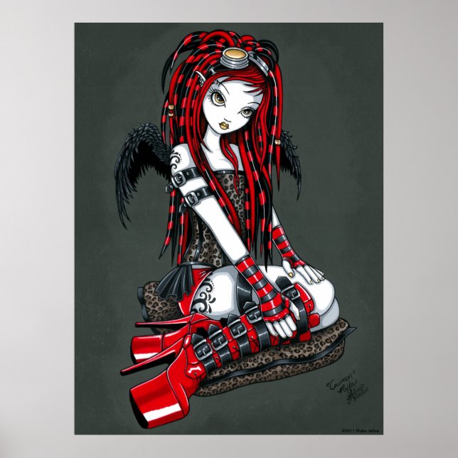 Poster "Crimson" Red Tattoo Cyber Goth Angel (Devant)