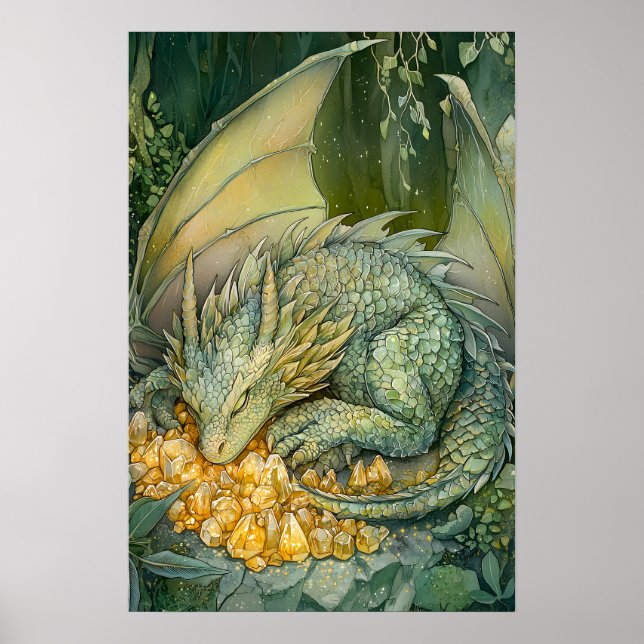 Poster Cristaux de dragon dormant enchantés (Devant)
