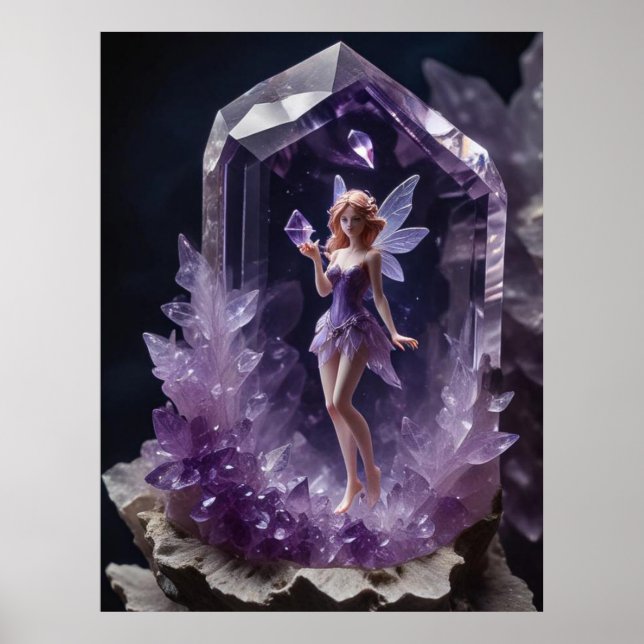 Poster Cristaux magiques Améthyste Fairy Wall Art (Devant)