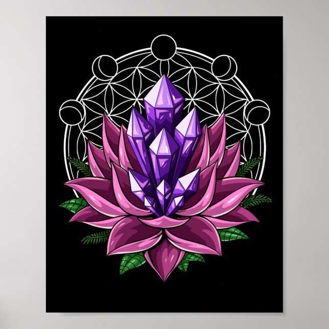 Poster Cristaux spirituelles Lotus (Devant)