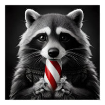 Critère de Sucre de canne de Noël Raccoon