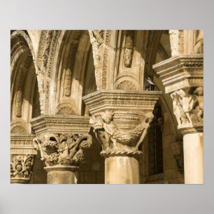 Poster Croatia, Dalmatia, Dubrovnik. Stone arches and