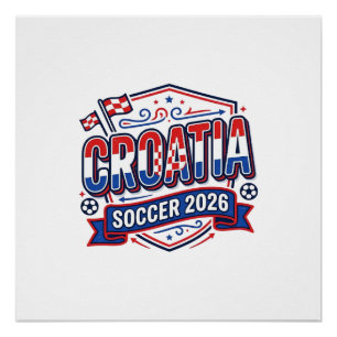 Poster Croatie Football 2026 Football Gras Typographie Pa
