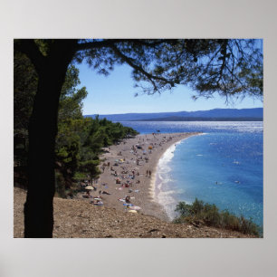 Poster Croatie, île de Brac, Bol, plage de Golden Cape
