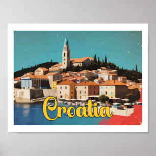Poster Croatie Illustration de voyage Pop Art