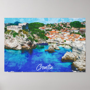 Poster Croatie Panorama Voyage