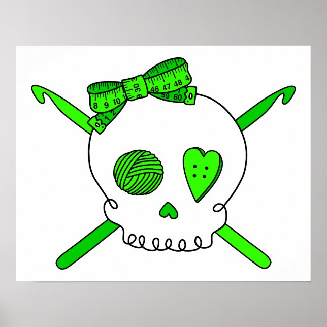 Poster Crochet et crâne (vert citron) (Devant)