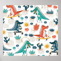 Crocodile de dessin : Papier peint animal Vintage