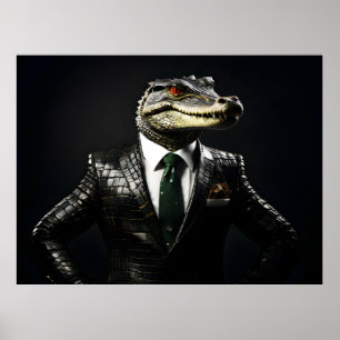 Poster Crocodile en combinaison