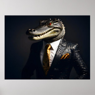 Poster Crocodile en combinaison